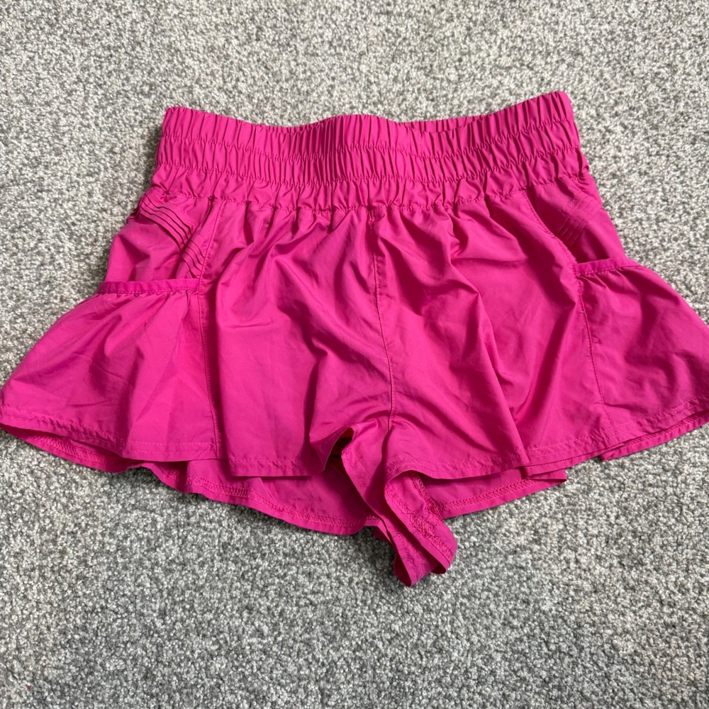 FP Movement get your flirt onShorts Pink High Rise Smocked Waist Athletic Size S